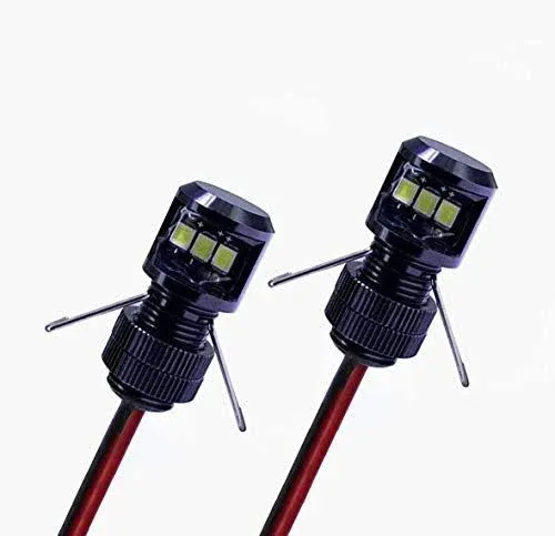 Oznium Side View LED Bolt - 12V LED Side Emitting Light for Bumper, Grille, Cars Interior, Dash, Ambient Lighting, Motorcycle with Aluminum Housing & Screw Nut (11 mm Black, Red LED), 2-PACK