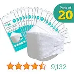 KF94 - Face Protective Mask for Adult (White) [Made in Korea] [20 Individually Packaged] KN FLAX Premium KF94 Certified Face Safety White Dust Mask for Adult [English Packing]