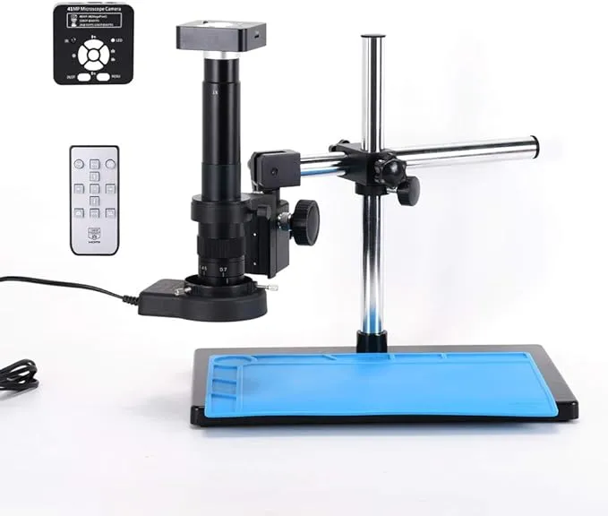 HAYEAR 41MP HD 1080P HDMI TV USB C-Mount Industry Microscope Camera Set 300X Lens 56LED Light Lamp Big Boom Stand Support UP Down Forward Adjust with Soldering Mat