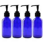 Cornucopia 4-Ounce Cobalt Glass Pump Bottles 4 Pack, for Aromatherapy, Lotions ...