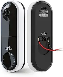 Arlo Essential Wired Video Doorbell - HD Video, 180° View, Night Vision, 2 Way Audio, DIY Installation (wiring required), Security Camera, Doorbell Camera, Home Security Cameras, White - AVD1001