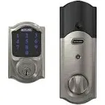 Schlage BE469NX-CAM Connect Camelot Touchscreen Electronic Deadbolt with Built-in Alarm and Z-Wave Plus Technology Satin Nickel Deadbolt Keyless Entry