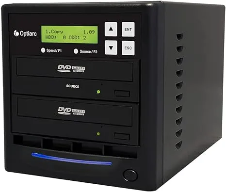 Optiarc 1 to 1 24X Burner M-Disc Support CD DVD Duplicator - Standalone Copier Duplication Tower OPT-S1T-DVD-BK