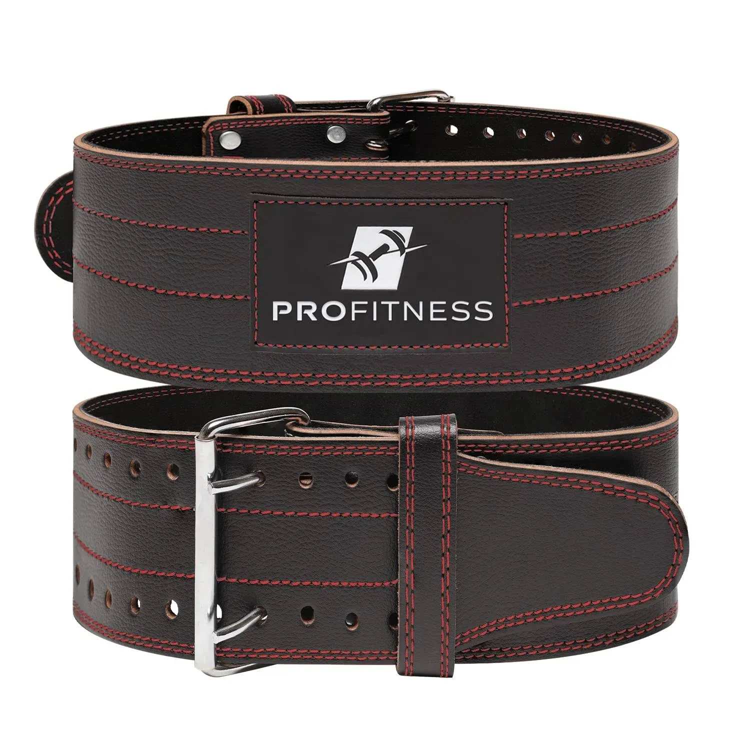 ProFitness Leather Workout BeltWeightlifting Belt with Metal Buckle for Men and