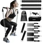 Pilates Bar Kit with Resistance Bands WeluvFit Portable Exercise Fitness Equipment for Women & Men