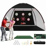 10x7 Ft Golf Net & Mat Set - All-in-One Indoor/Outdoor Golf Practice Solution, Perfect for Backyard Driving, Includes Accessories