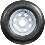 Mounted Radial Trailer Tire On Rim ST225/75R15 Load D 6 Lug White Spoke