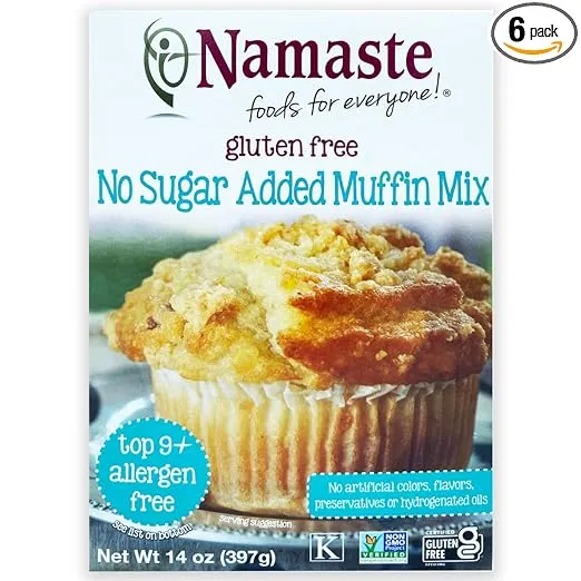 Namaste Foods, Gluten Free No Sugar Added Muffin Mix, 14-Ounce Bags (Pack of 6)