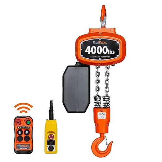 Prowinch 4000 lb 1 Speed Electric Chain Hoist Wireless 115/230V 20 ft G100 Chain UL Certified