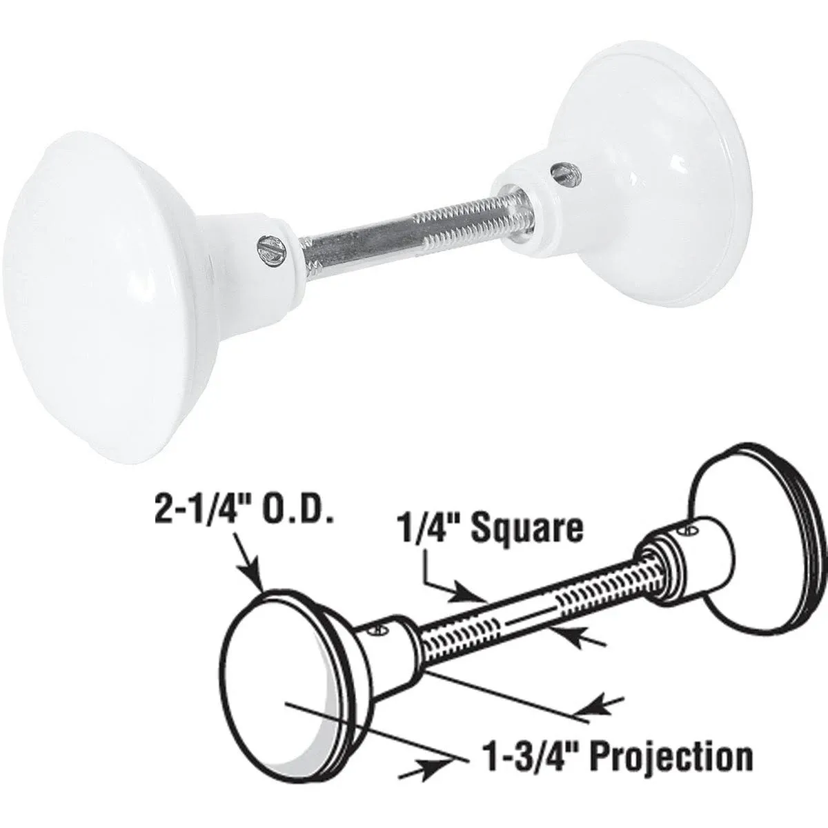 Prime-Line E 2319 White Painted Spindle Knob Set