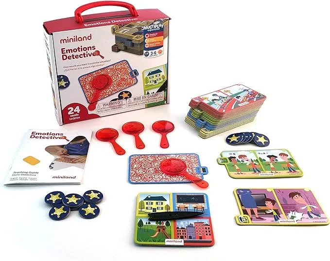 Miniland Emotions Detective - Learning, Playset for Kids, SEL, Mistery Game, Explore