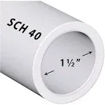 PVC Pipe Sch40 1-1/2 Inch (1.5) White Custom Length 5FT Feet