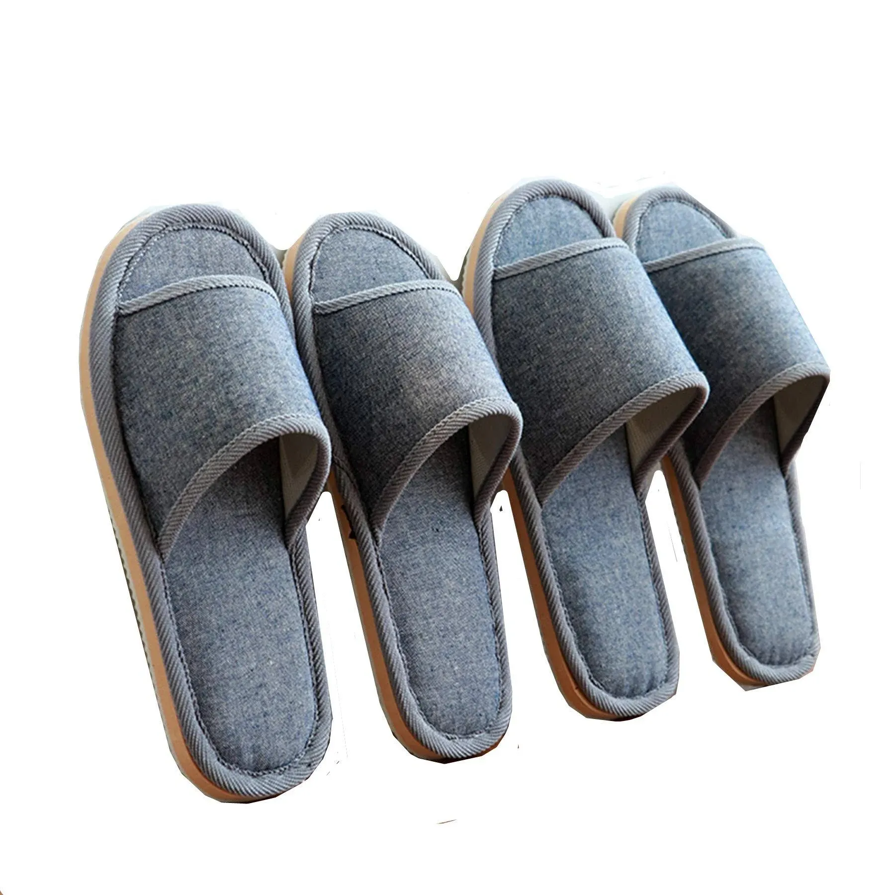 6 Pair of Open Toe Breathable Slippers,Solid Color Casual Slippers,Spa Slippers for Guests, Hotel, Travel, Unisex Universal Size Washable (6 gray large size)