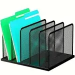 Kuntine.B Desk File Organizer 5 Sections Upright Mesh Desktop Organizer File Sorter Office Organization File Holder for Home, Office & Classroom