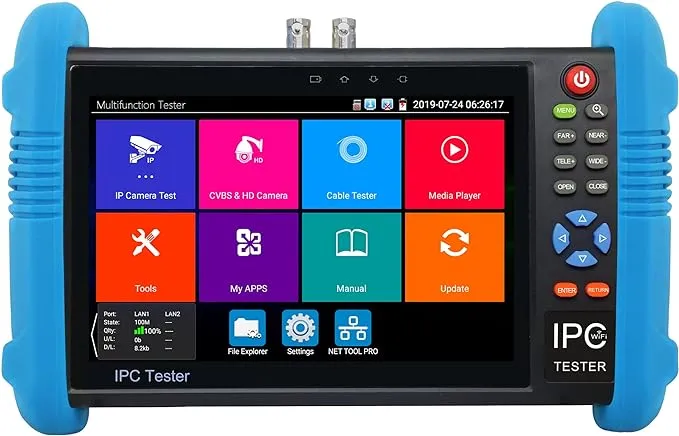 EVERSECU 7 Inch Touch Screen 5 in 1 CCTV Tester Support Upt to 4K IP Camera & 720P/1080P/3.0mp/4.0mp/5.0 Megapixel AHD, TVI, CVI & CVBS Analog Camera, with Keyboard/IP Discovery/WiFi/APP