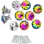 10 Pack Drawer Knobs, 30Mm Colorful Crystal Glass Cabinet Dresser Pulls Diamond 