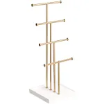 Amazon Basics Four-Tier Jewelry Tree Stand - White/Brass