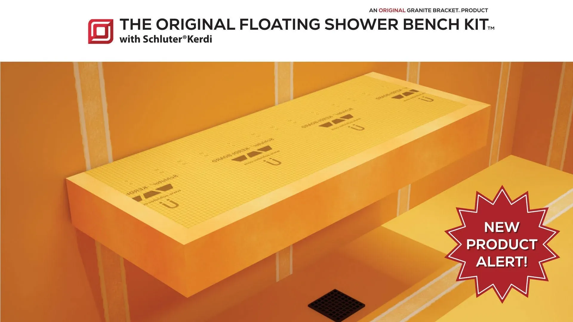 Floating Shower Bench Kit with Schluter Kerdi - Original Shower Bench Bracket (14x36)