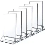 NIUBEE 6Pack 4x6 Clear Acrylic Sign Holder with Sliver Borders and Vertical Stand, Double Sided Table Menu Holders Picture Frames for Wedding Table Numbers, Restaurant Signs, Photos and Art Display