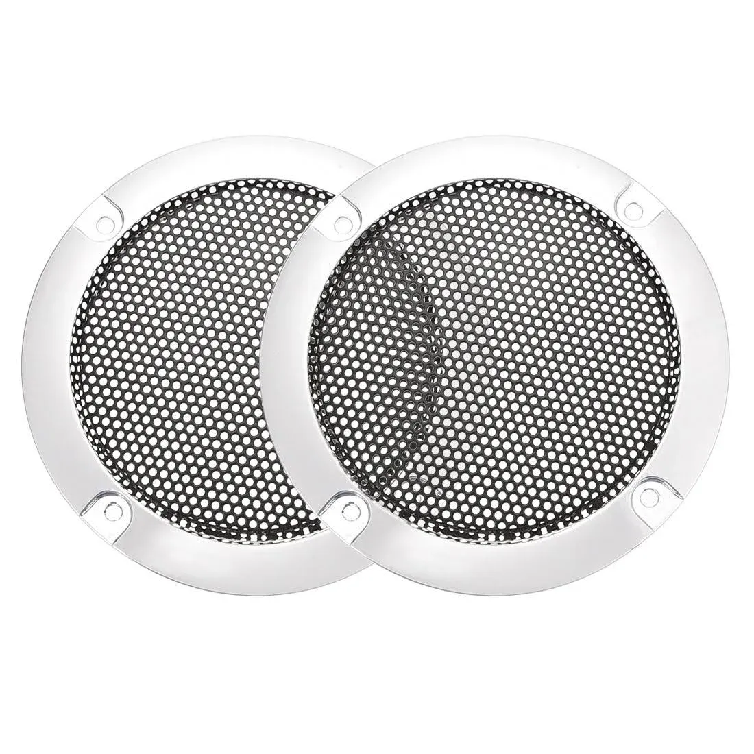 uxcell Speaker Grill Cover 3 Inch 95mm Mesh Decorative Circle Subwoofer Guard Protector Black and Silver 2pcs